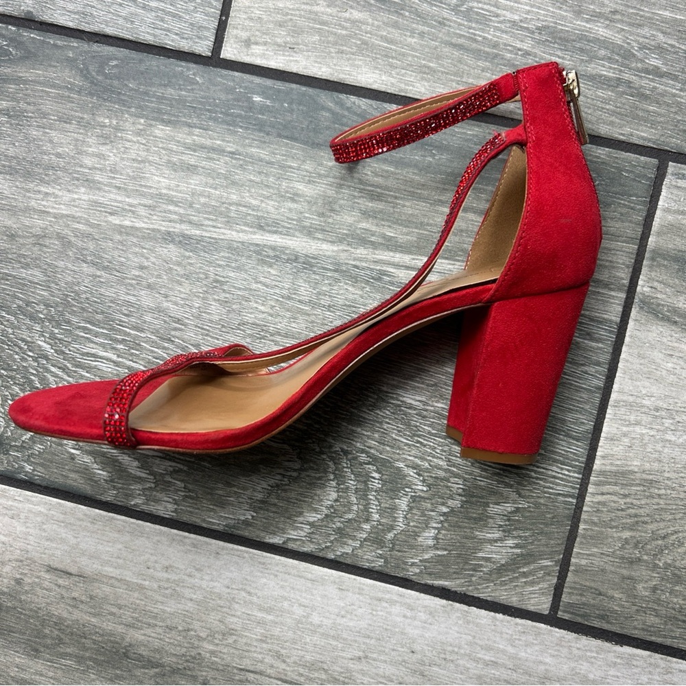 Jessica Simpson Vibrant Red Heels With Sparkling … - image 3